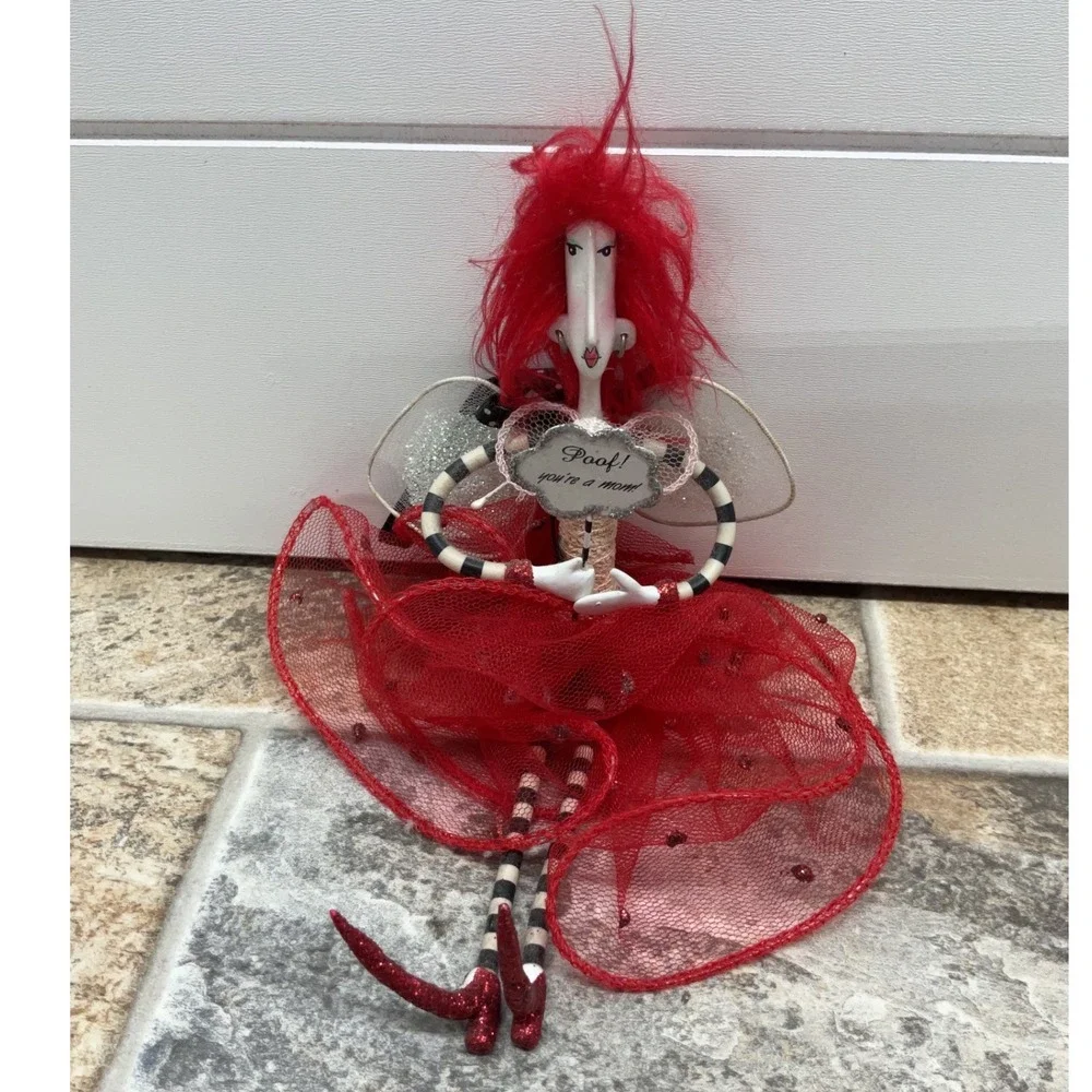 Whimsical Red Fairy Poof You're A Mom Decorative Ornament Doll 8.5 Inch